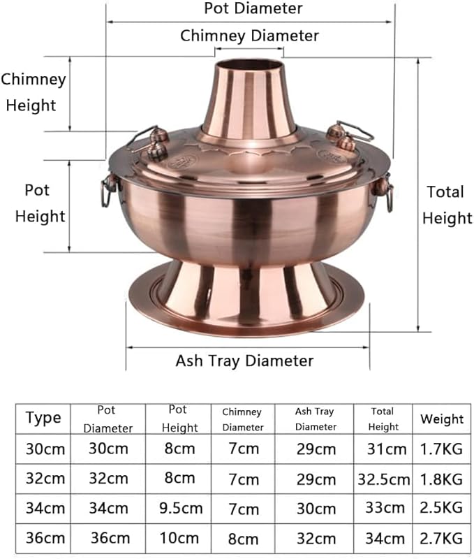 Olla de Cobre China Tradicional para Hot Pot Shabu Shabu 32cm miniatura 3