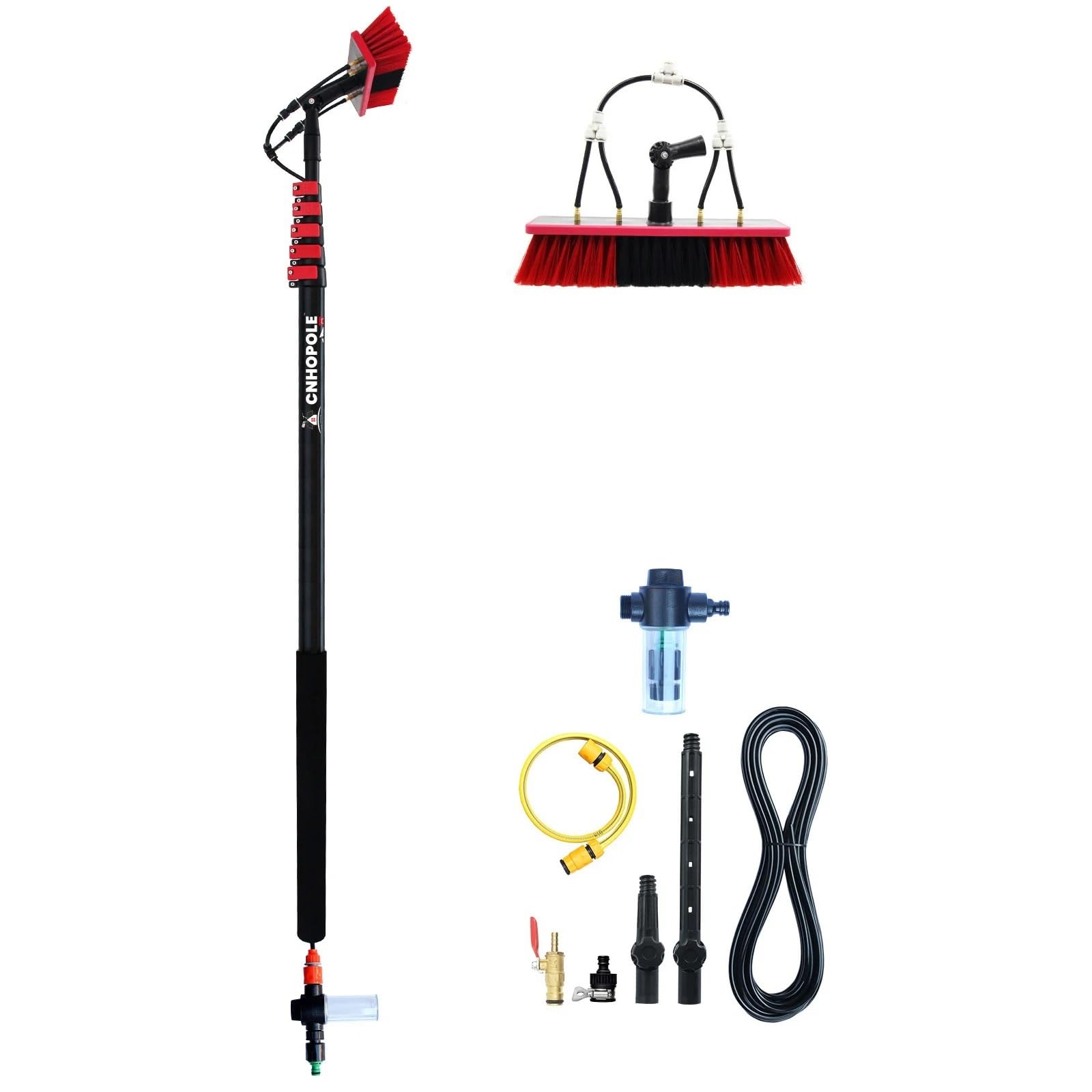Fbttpugl 40Ft-Kit 30/36/40Ft Water Fed Pole Window Cleaning System Telescopic Extension Pole High Reach Solar Panel Washer Squeegee Scruber Kit(40Ft-Kit)