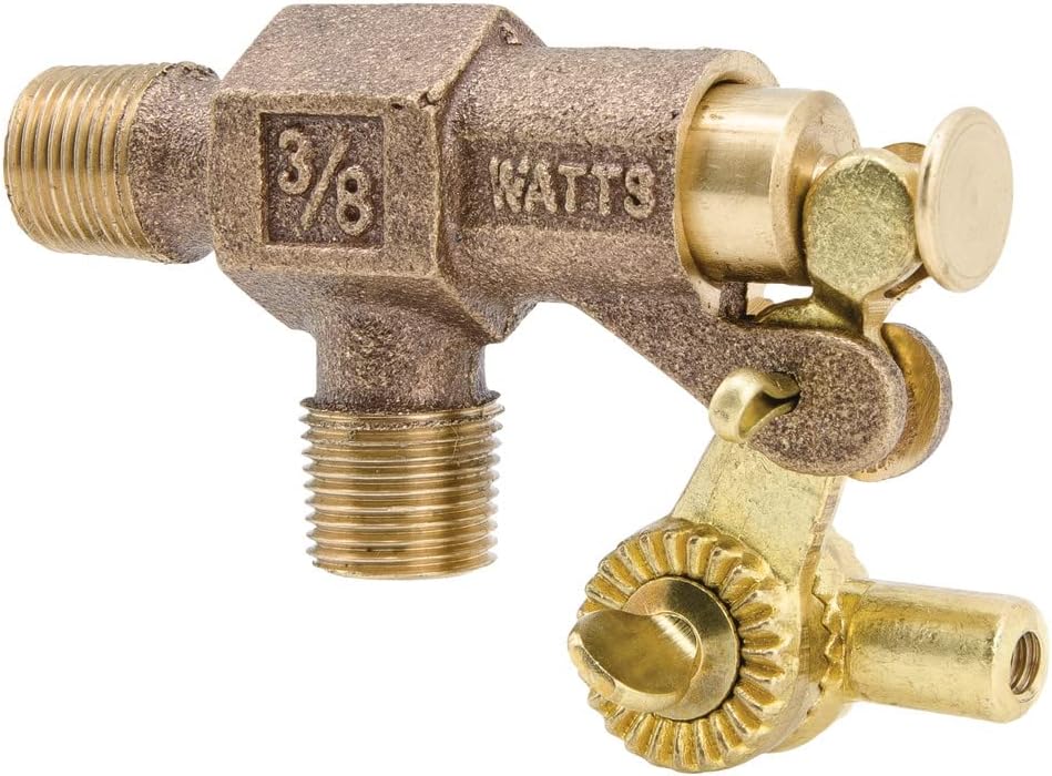 - Watts ST375 Series 3/8" Bronze Standard Duty Float Valve, Male NPT Inlet & Outlet, Machined Flange, Serrated Arms, Replaceable Seals, Pivot Arm & Plunger Assembly, Max Working Temperature 180° F