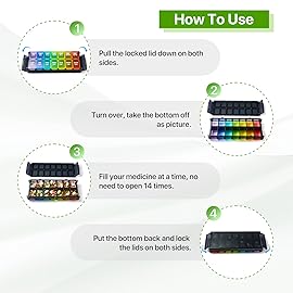 Sukuos Weekly Pill Organizer 7 Day 2 Times a Day, Quick Fill Daily Pill Box (AM PM), Arthritis Friendly Extra Large Pill Cases for Vitamin/Fish Oil/Supplements