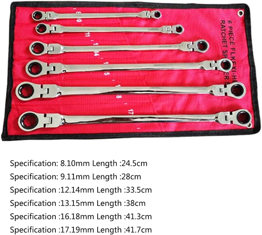 Extended Ratchet Wrench Set Double Box End Flexible Head for Home Repairs and Furniture Assembly