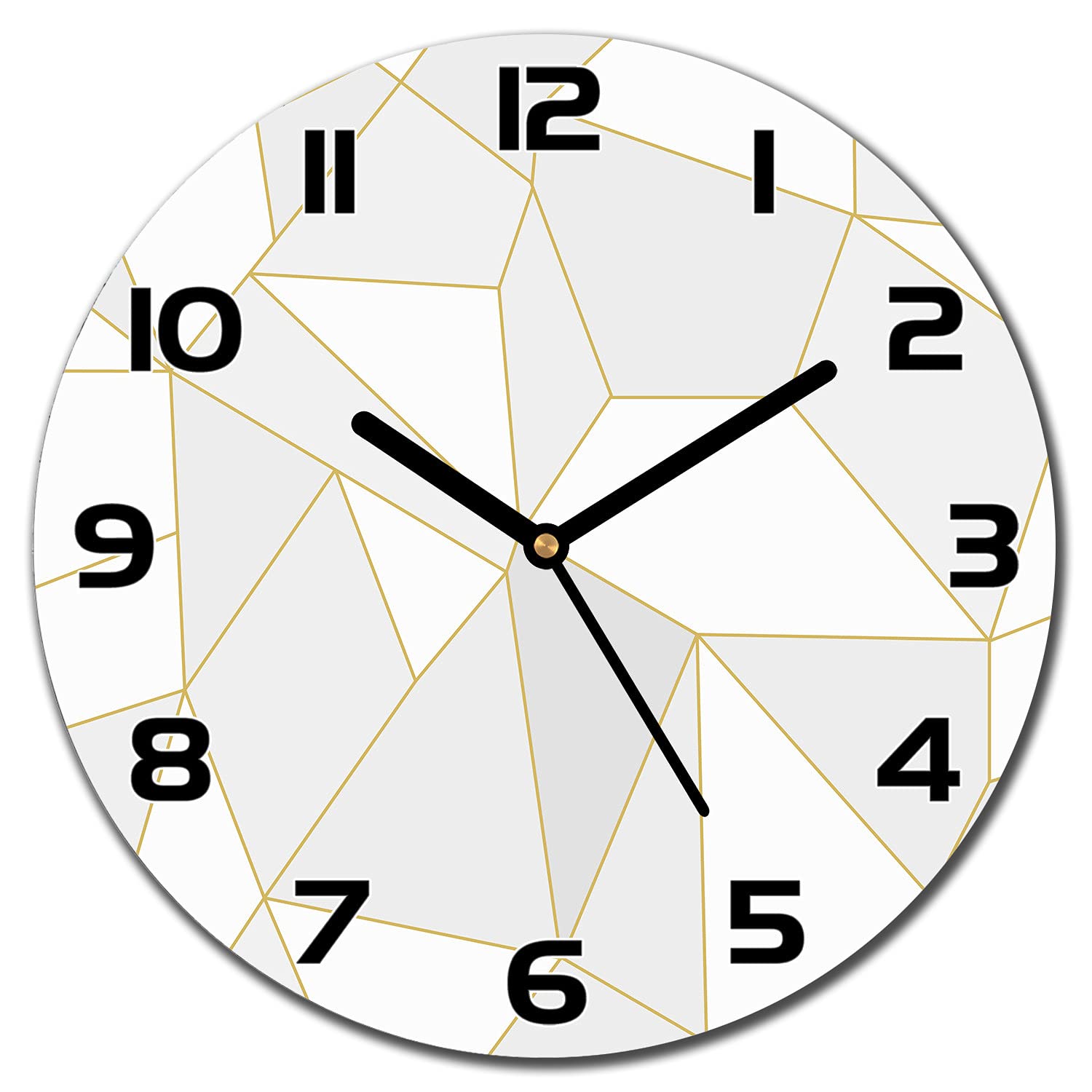 Horloge en verre 30 cm Triangles de Lumière pour cuisine et salon moderne