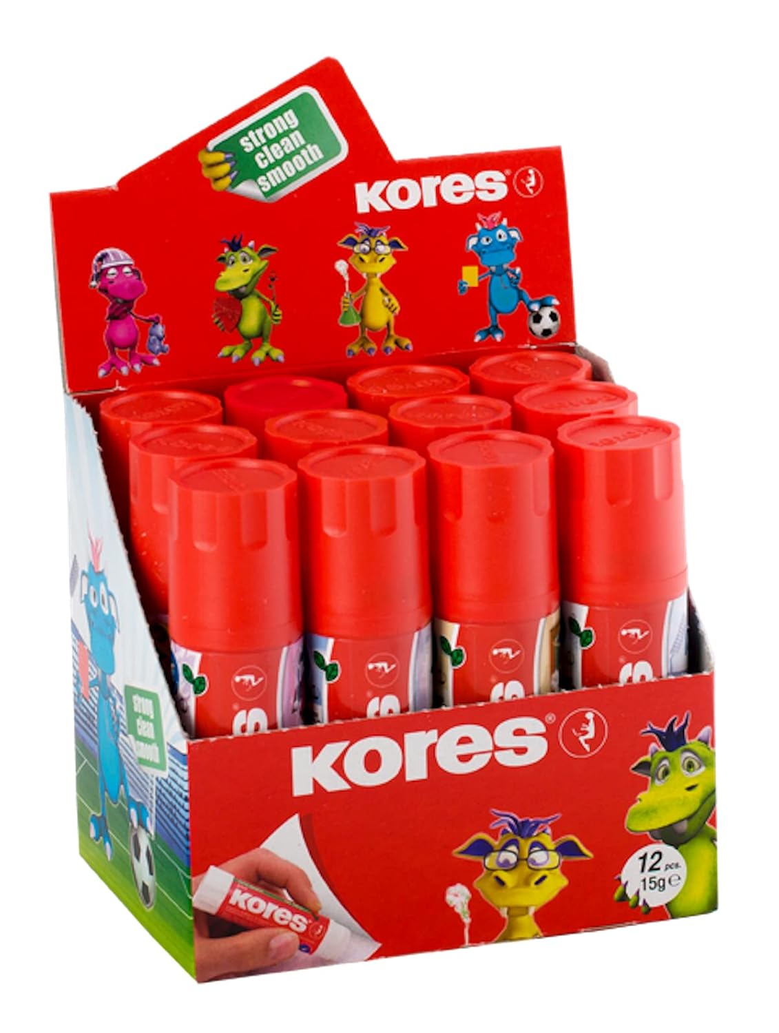 Kores - Fantasy Glue Stick for Kids, Strong-Hold Adhesive, Safe and Non-Toxic Craft Glue for Arts and Crafts, School and Office Supplies, Pack of 12 x 15g, Fantasy, 12 x 15g