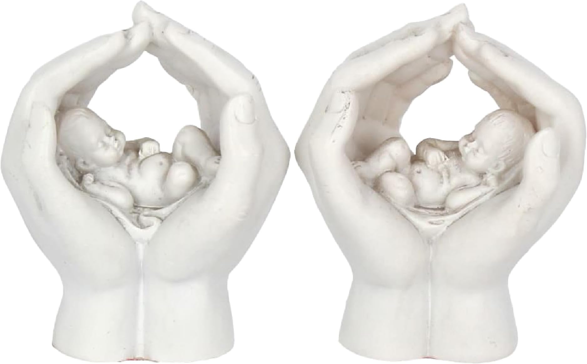 Baby Angel in Hands Ornament Set of 2 โ Memorial Keepsake Gift โ New Baby, Christening or Sympathy Gift โ 7cm Resin Figurines