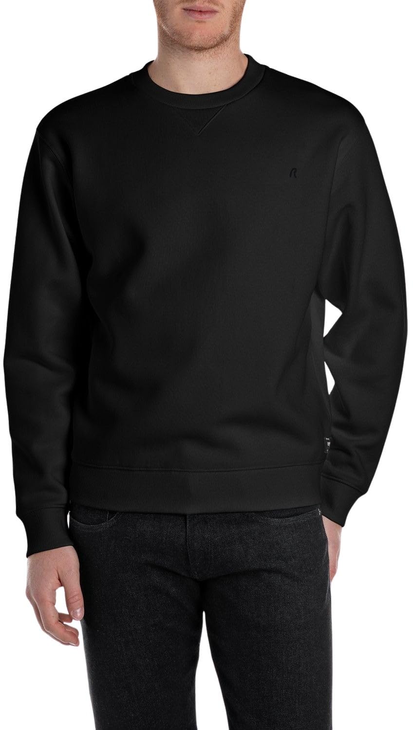 Replay Men's Black Tonal Cotton Crew Sweatshirt in Size M, Sports Direct