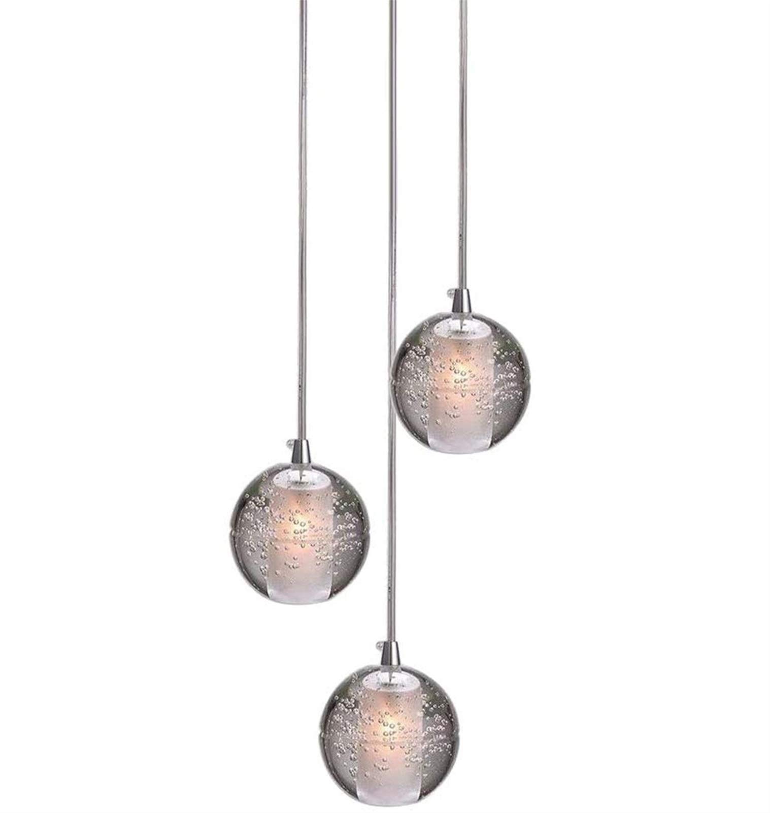 Nowoczesna szklana lampa wisząca LED, żyrandol G4 kryształowa kula wisząca lampa sufitowa z regulacją wysokości do salonu stół do jadalni schody sypialnia jadalnia (rozmiar: 7 świateł)