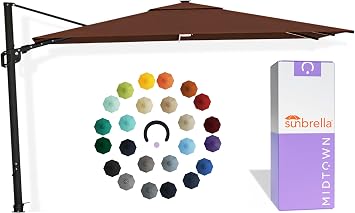 Midtown Umbrellas Supreme - 9 x 9 Ft Cantilever Umbrella with LED Lights