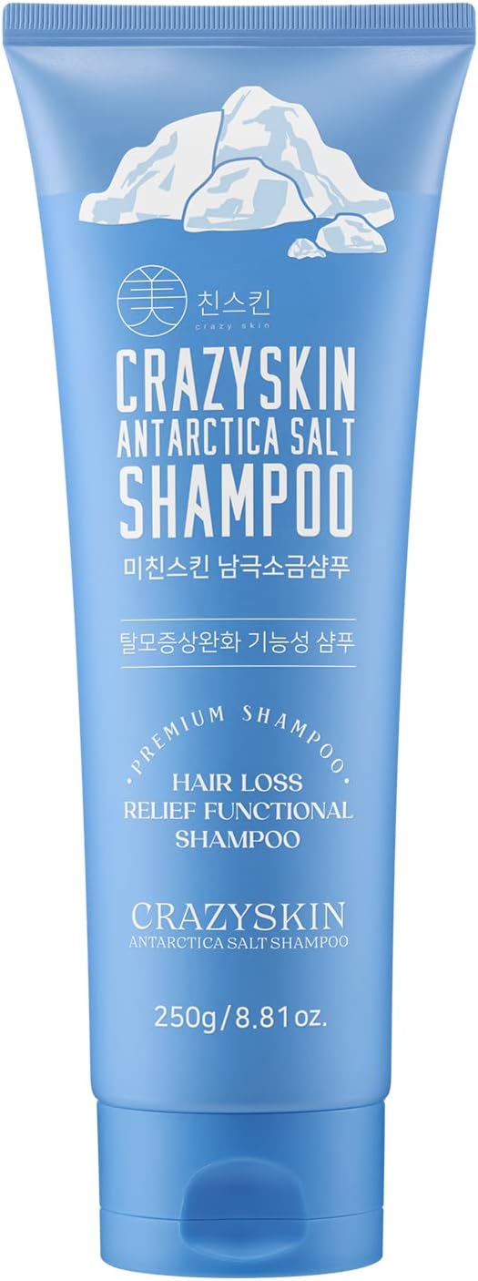 CRAZY SKIN Antartica Sea Salt Scalp Ice Hair Shampoo, Head Scalp Clarifying & Exfoliating Buildups for healthy hair growth. For Dry, Itchy, Flaky, Oily Scalp 250ml(8.81 Fl Oz)
