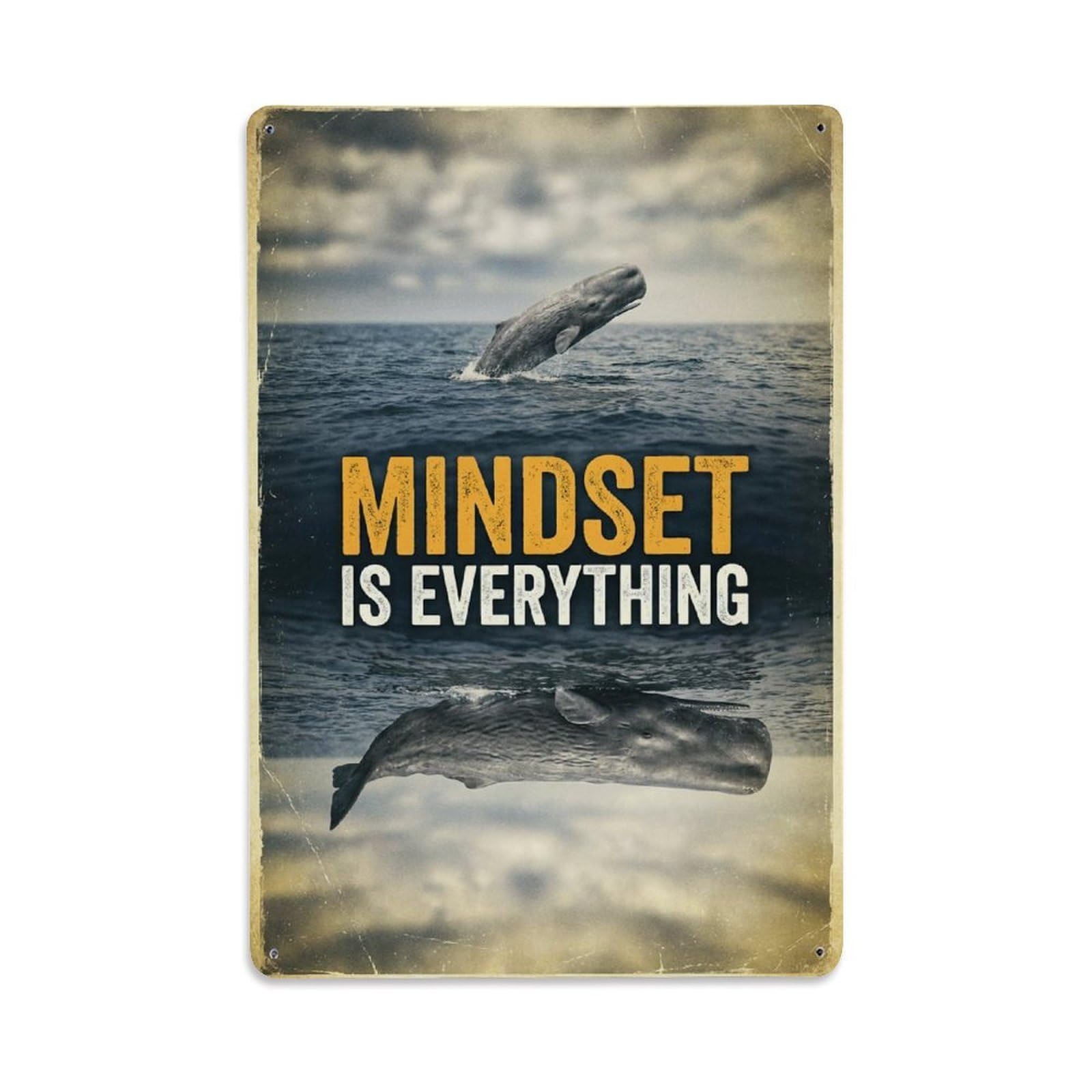 Metal Tin Sign Mindset Is Everything Sperm Whale Motivation Quote