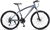 26inch Mountain Bike, 21-30 Speed Youth Adult Women Road Bikes Light Steel Frame Double Disc Brake,Silver,27 Speed [Energy Class A]