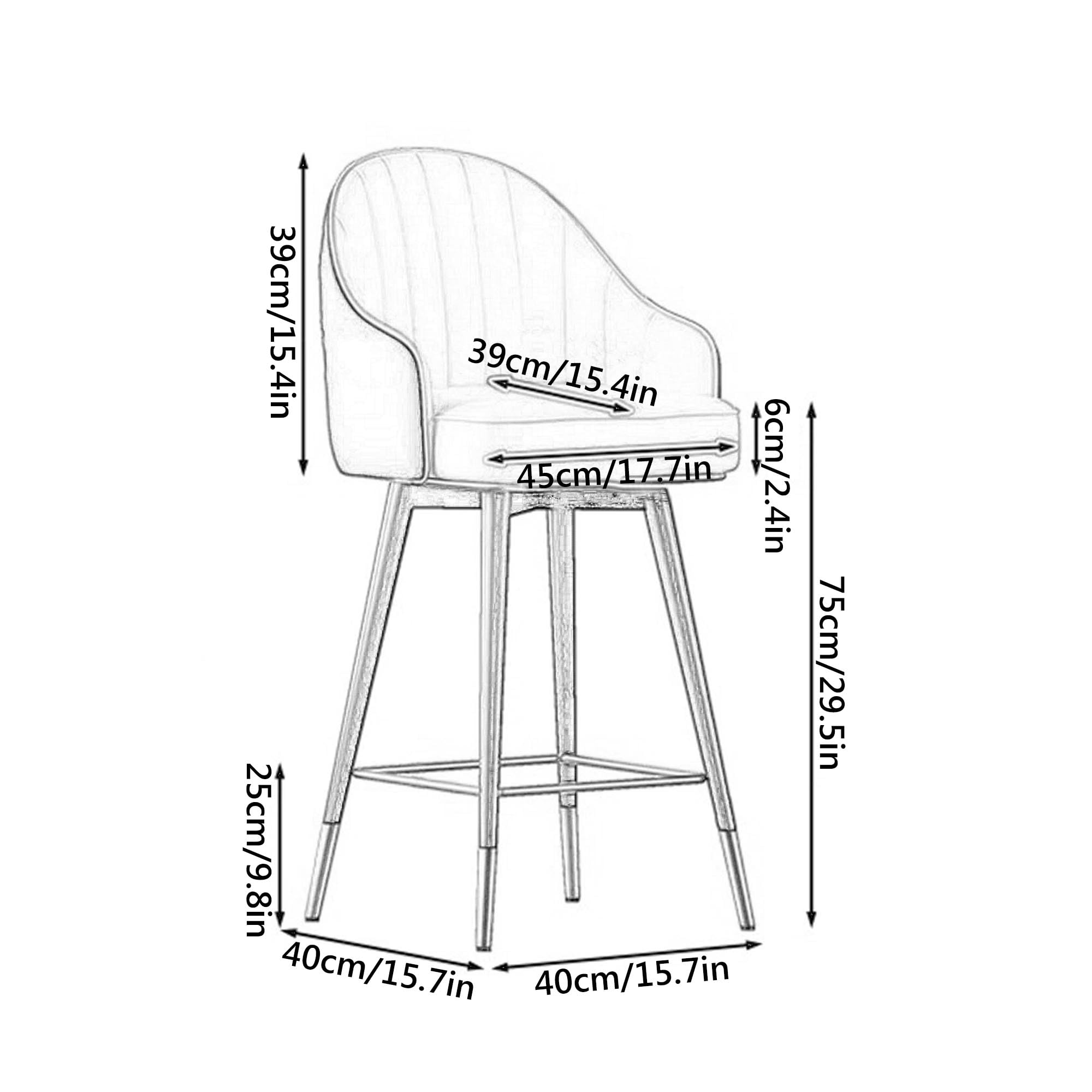 Taburetes de bar de cuero giratorios de 360° con respaldo y reposapiés, perfectos para cocina, isla, comedor, cafetería, barra de desayuno, elegante asiento de altura de mostrador