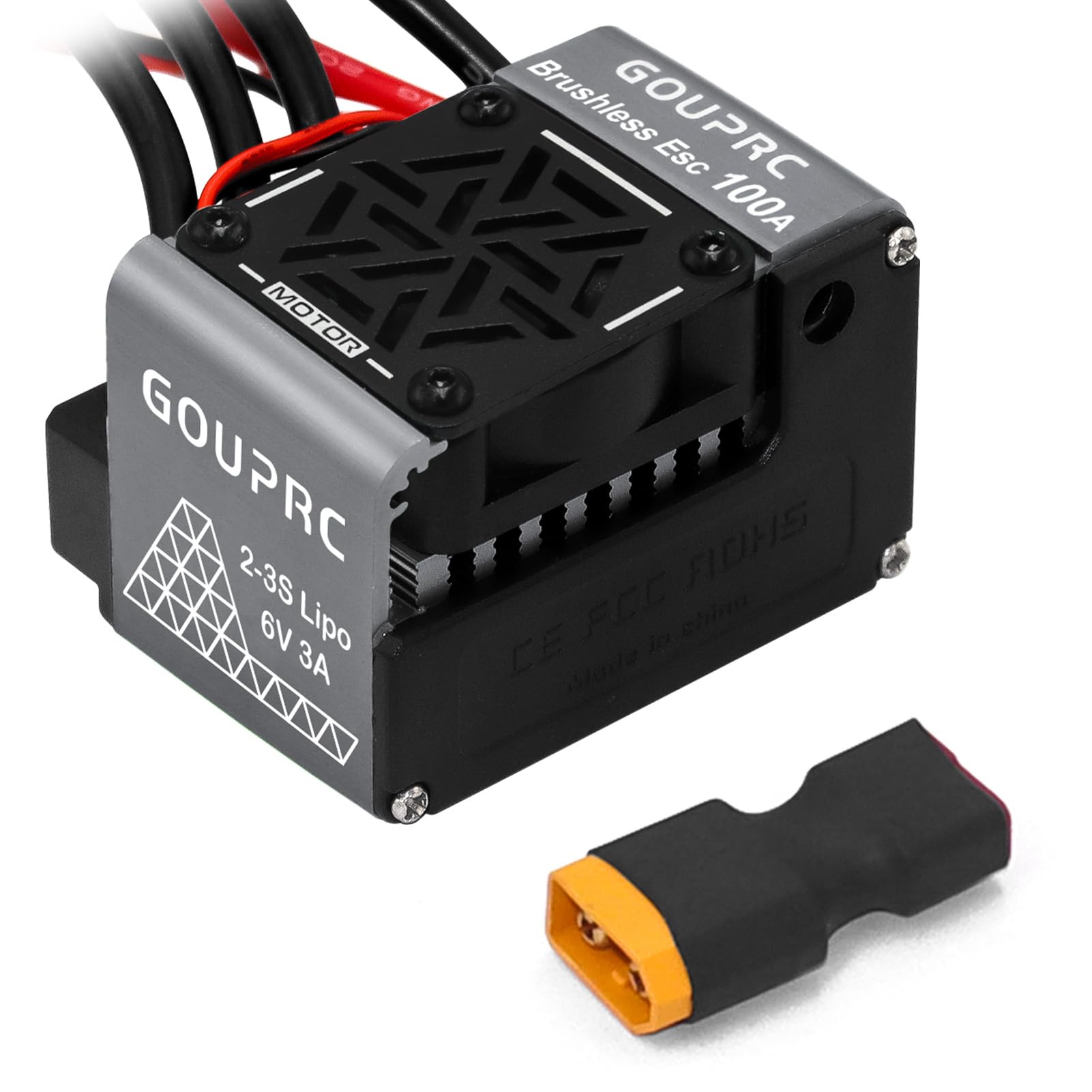 GOUPRC 100A Brushless ESC 2-3S Waterproof Electric Speed Controller for 1/10 Scale Accessories RC Truck Off-Road Car