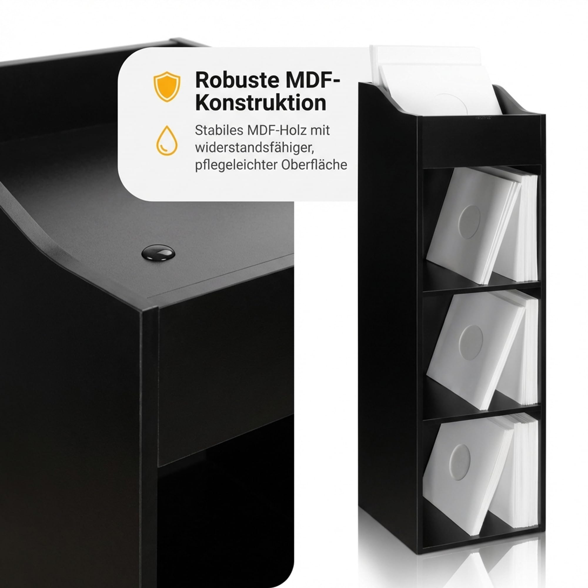 Zomo VS-Box 100/4 Vinyl Aufbewahrungsbox - 370 x 335 x 1270 mm - Schwarz - MDF Holz - Regal für Schallplatten 400 bis 480 LPs