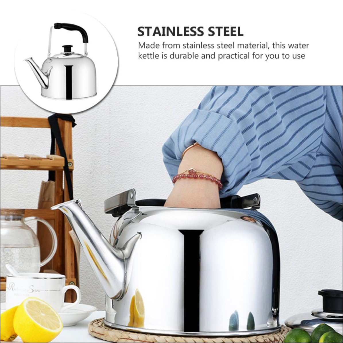Tetera Silbante de Acero Inoxidable 6l para Gas y Té
