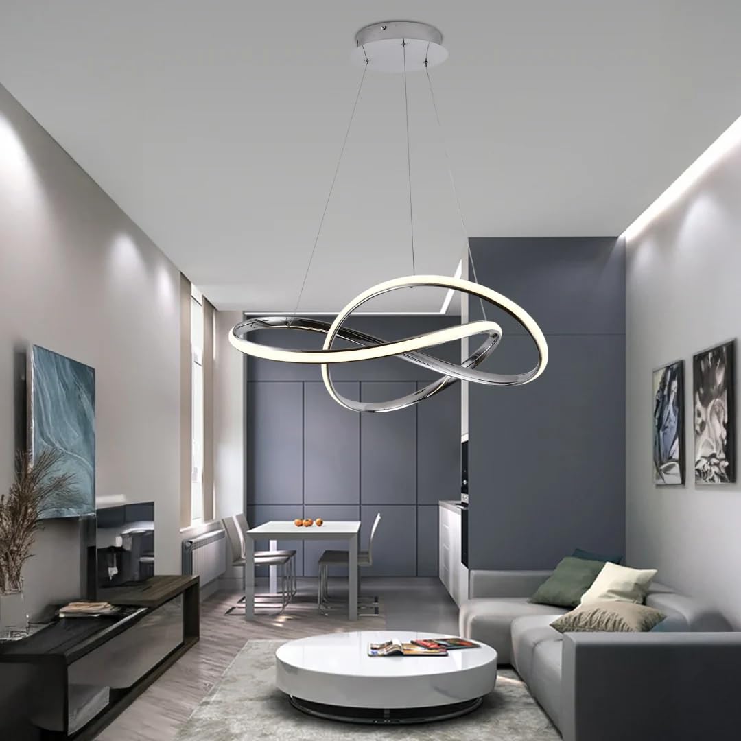 Arcadia Lampadario a Sospensione 3500LM 58W 50cm - Modello Efesto (Argento)