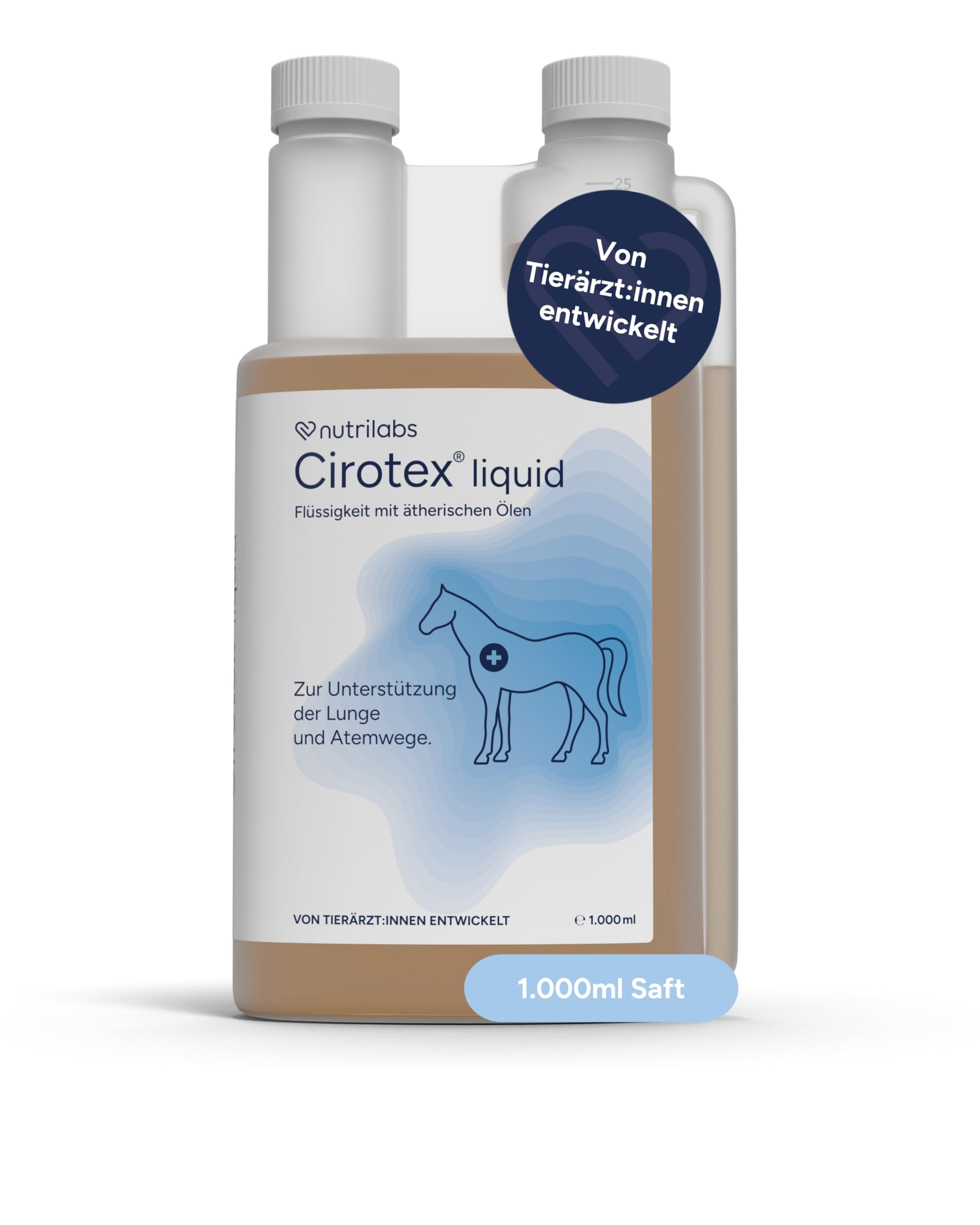 NutriLabs Cirotex liquid Pferde Kräuter Lunge 1L - Pferde Atemwege Nahrungsergänzung - Saft für den Atemweg - Pferdegesundheit Ergänzung mit Vitamin C - Husten Nahrungsergänzung