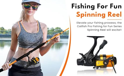Catfish Pro Fishing for Fun Spinning Reel | Already Spooled with 20 LB Mono Fishing Line | Easy to Use Reel to Catch Fish
