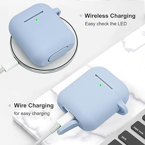 Vista 66 de Funda compatible con AirPods, funda protectora de silicona suave con llavero de pulsera, compatible con Apple AirPods de 2ª
