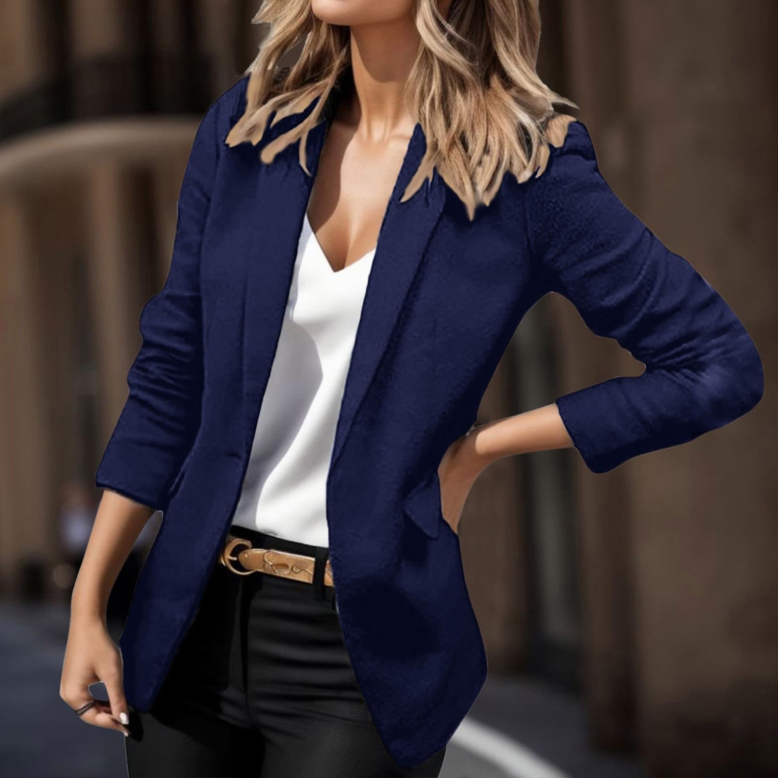 Generisch Elegante OL-Cardigan-Anzugjacke für Damen mit einfarbigem, V-Ausschnitt Knöpfen
