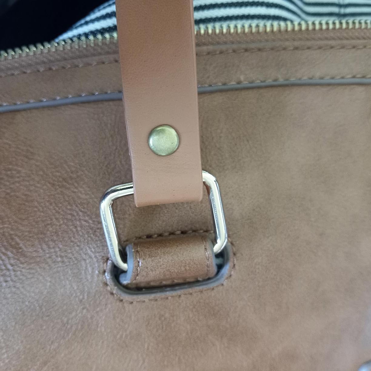 POFET - Juego de 2 Asas de Bolsa de Asas de Cuero sintético sólido para la fabricación de Bolsos de Mano, para Coser (60 cm), Color marrón