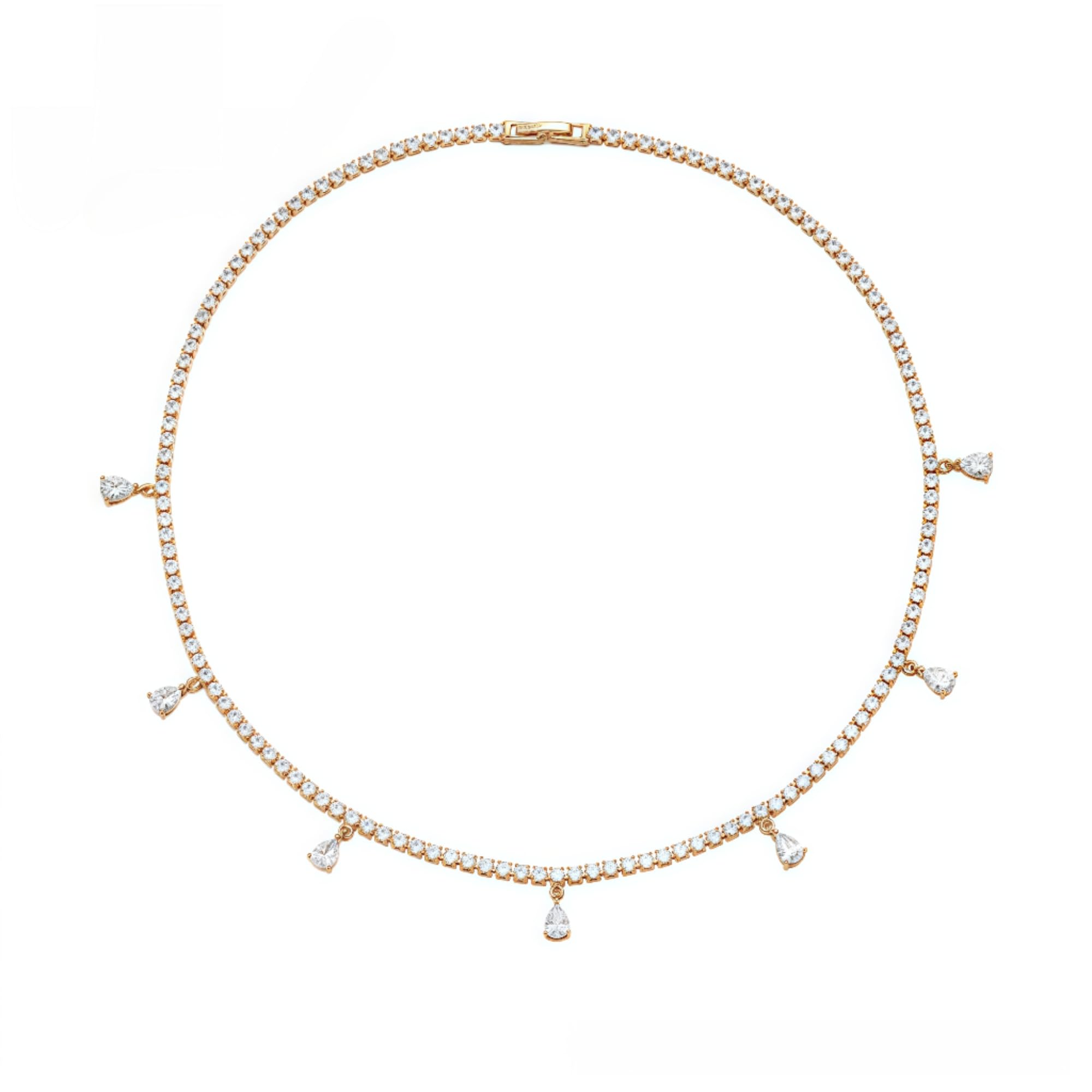 Generico Collana Elegante Donna con Pendente a Goccia – Zircone 3A+, Oro 18K Placcato, Lunghezza 44cm, Confezione Regalo Inclusa