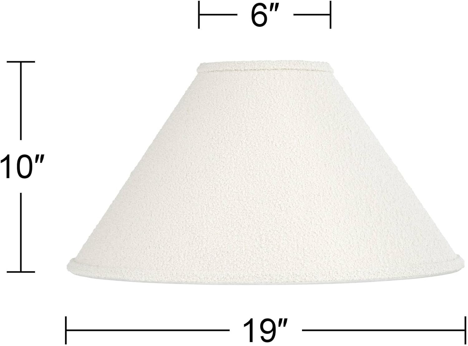 6" Top x 19" Bottom x 10" High x 10" Slant Lamp Shade (Pre-Assembled) Replacement Large Off White Tapered Empire Conical Modern Boucle Woven Fabric Spider Harp Finial - Springcrest