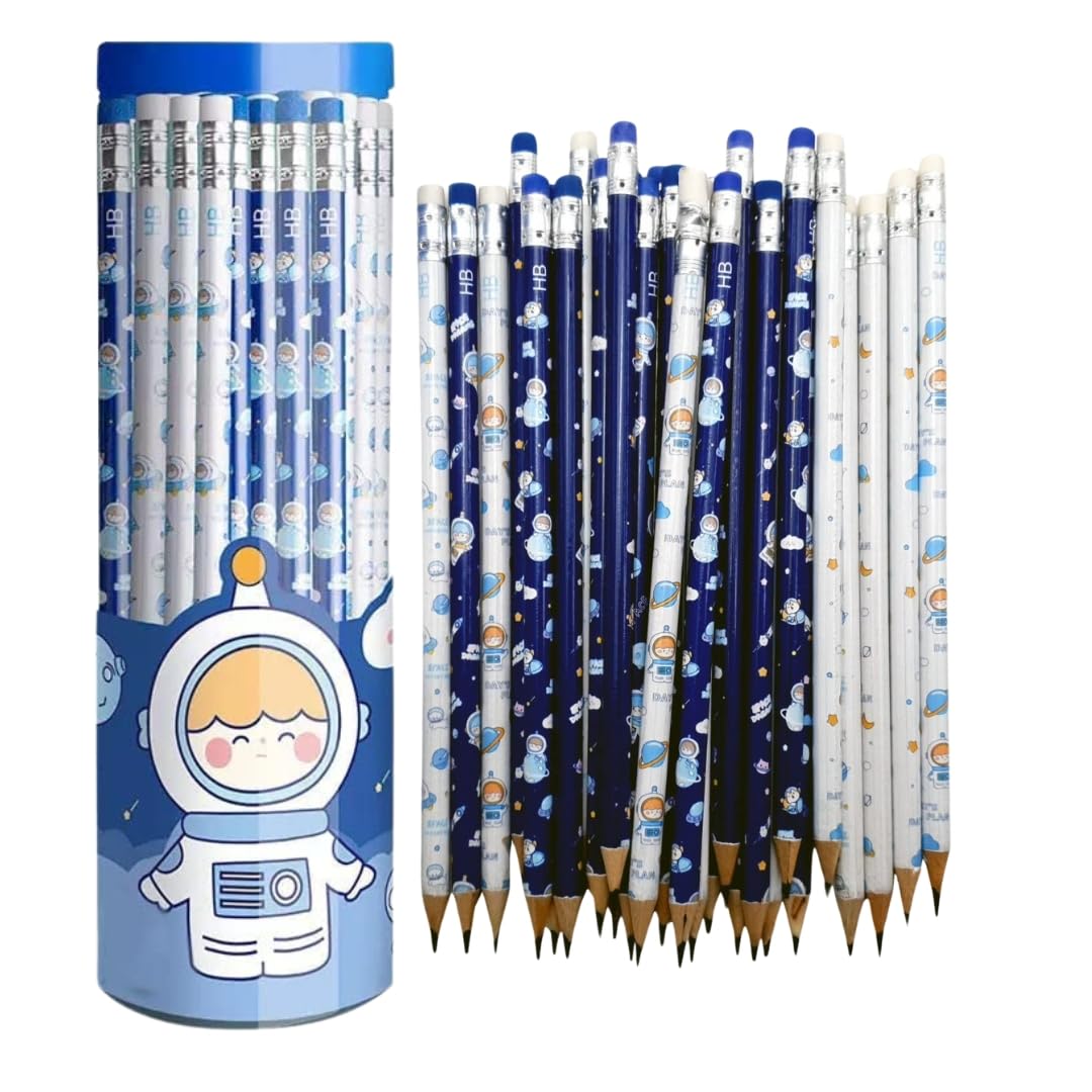 PLUSPOINT 30 Pcs Pencils Outer Space Pencils for Kids Astronaut Rocket Planets and Space Themed Design with Eraser Perfect for Birthday Classroom and School Supplies (Space 30)