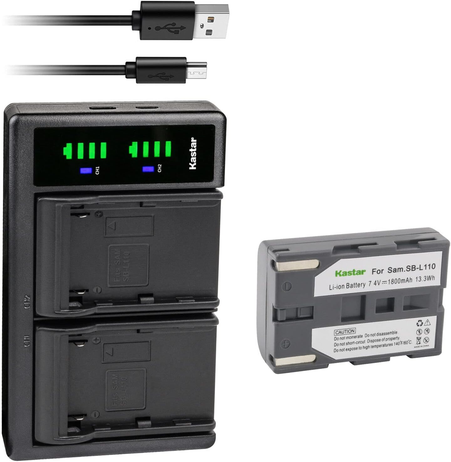 Kastar 1-Pack SB-L110 Battery and LTD2 USB Charger Replacement for Samsung SB-L110 SB-LS110 (NOT Compatible with SB-L110A), SB-L220 SB-LS220, SB-L70 SB-L70A SB-L70R SB-LS70AB Battery, Samsung VP-D85