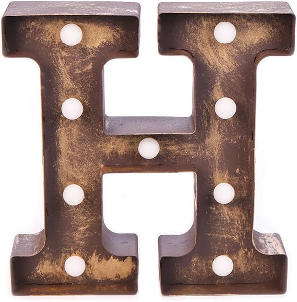 GL01 Hanging 3V Vintage Metal Rustic Golden Led Letter Light (H)