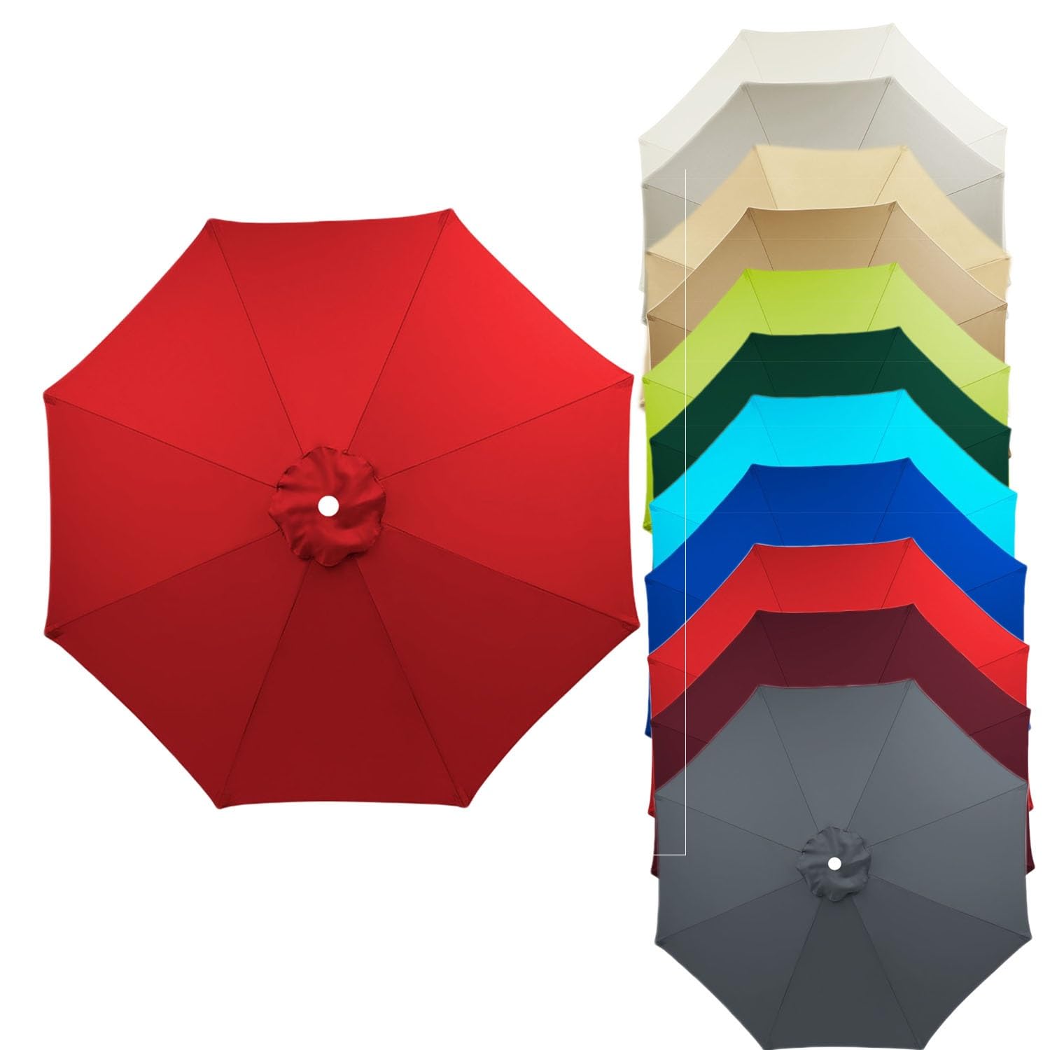 Patio umbrella Replacement Canopy Sun Umbrella Replacement Cloth 6 Arms/8 Arms Garden Parasol Replacement Fabric 2.7M/2.7M/3.0M Replacement Parasol Cover, Market Table Umbrella Canopy Fade Resistant (