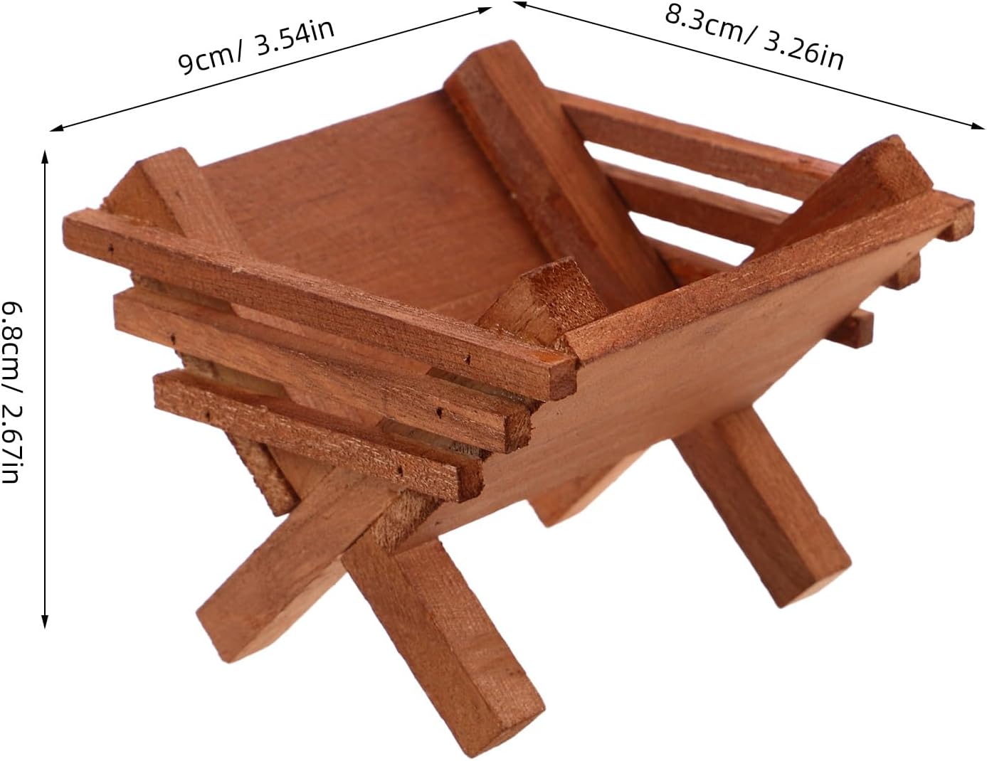 LOGOFUN 4PCS Wooden Nativity Scene Set for Christmas Table Decor with Holy Family Figures