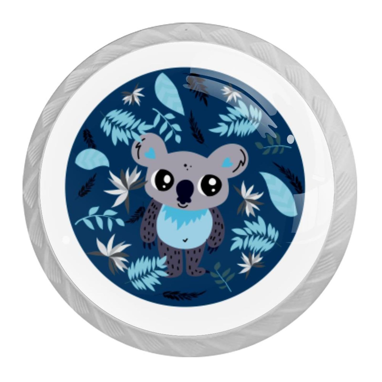 Tqmspg 4 Pieces Drawer Pulls Koala Blue Door Knobs Dresser Handles for Kitchen Wardrobe Cupboard Hardware Furniture