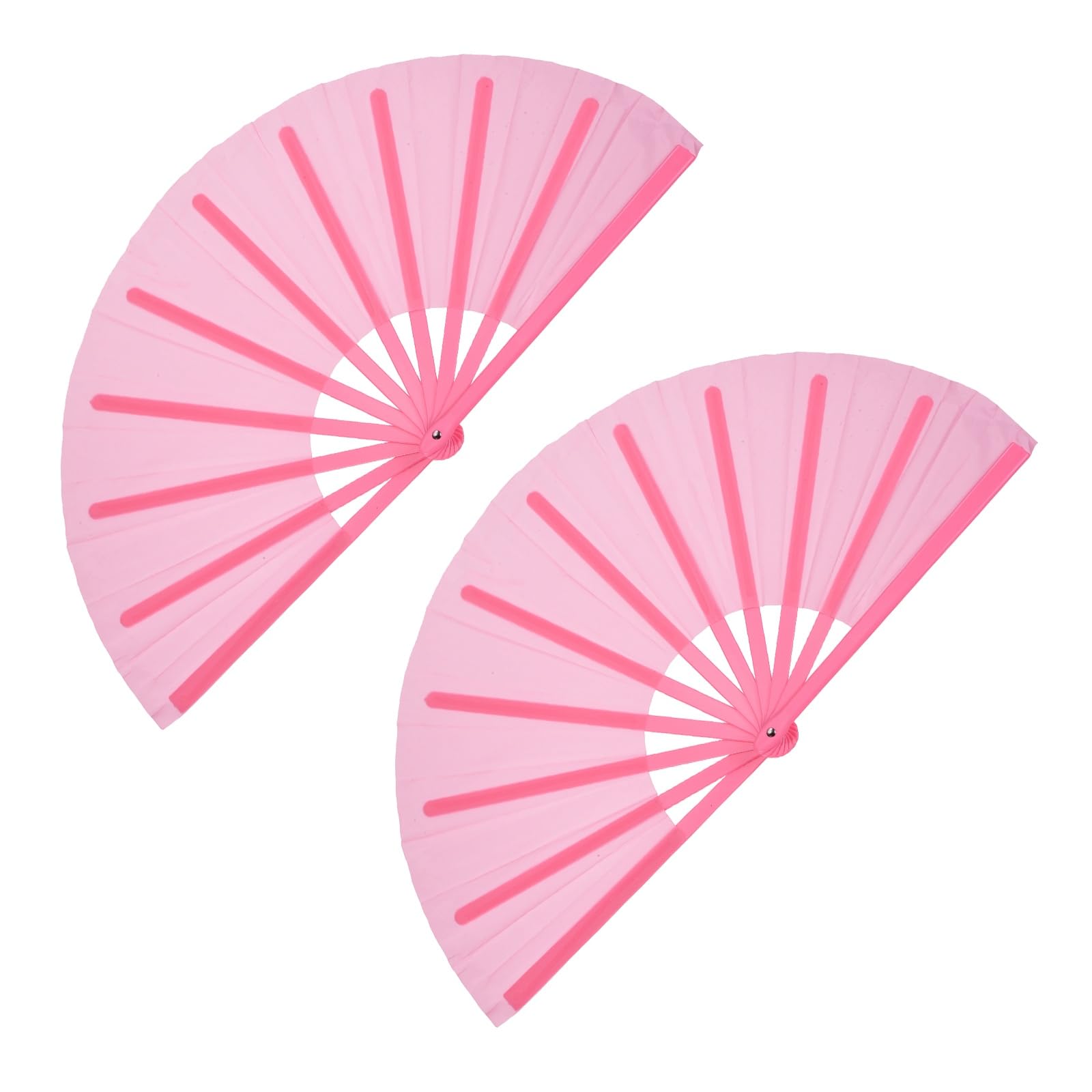 sourcing map 2Pcs Large Folding Hand Rave Fan, Decorative Handheld Folding Hand Clacking Fan for Line Dancing Festival Party Performance Decoration, Pink