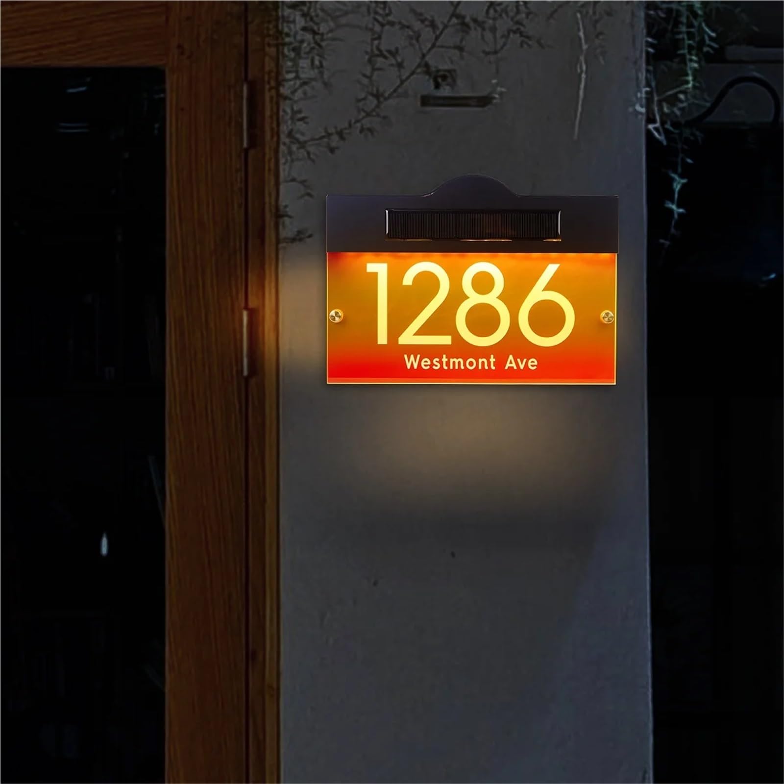 Letrero solar personalizado for número de casa - Placa de entrada acrílica con luz LED - Dirección personalizada - Envío directo