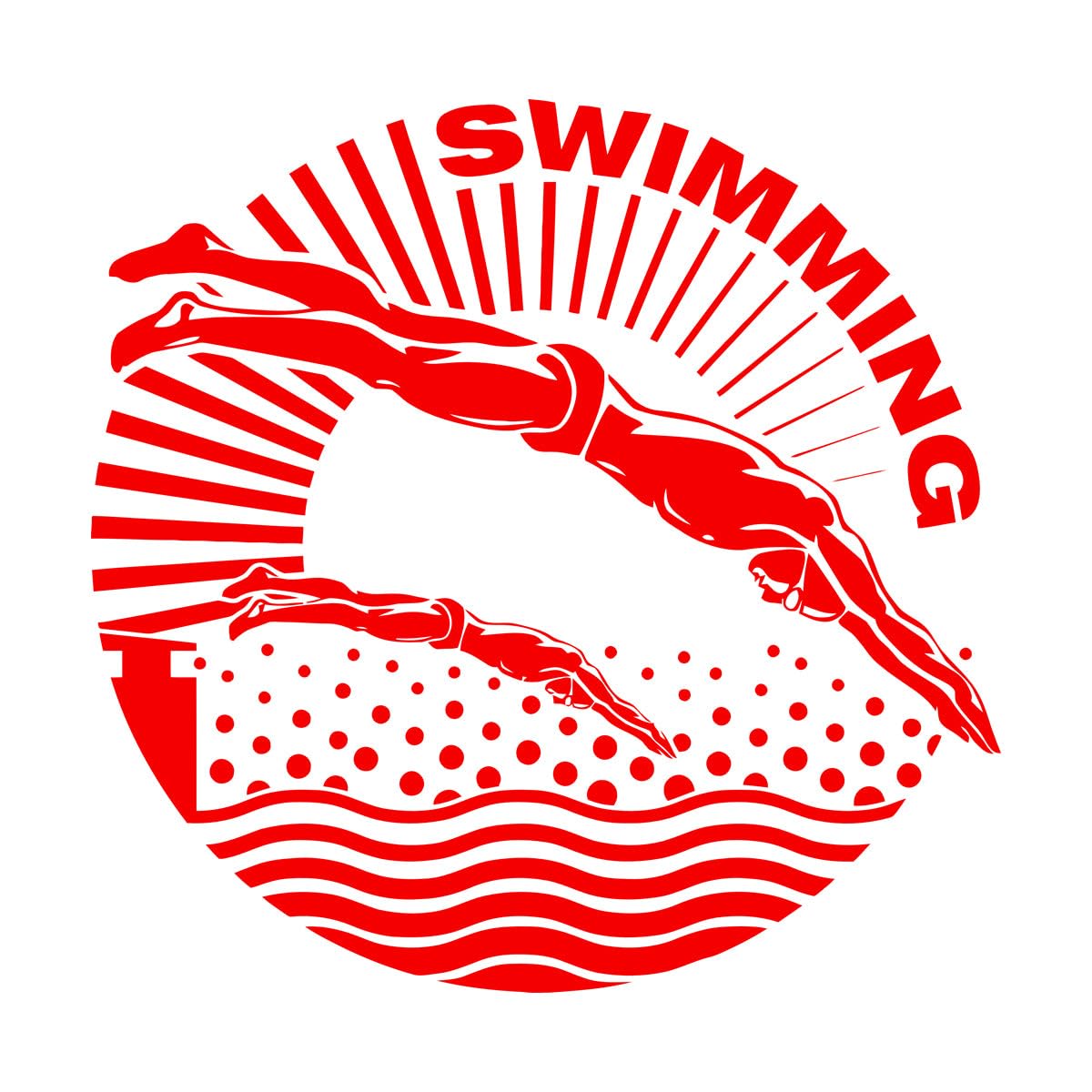 Swimmer Water Sport Swimming Pool Fine Carving Stickers 81x82.8cm Art Decoration Extra Large red