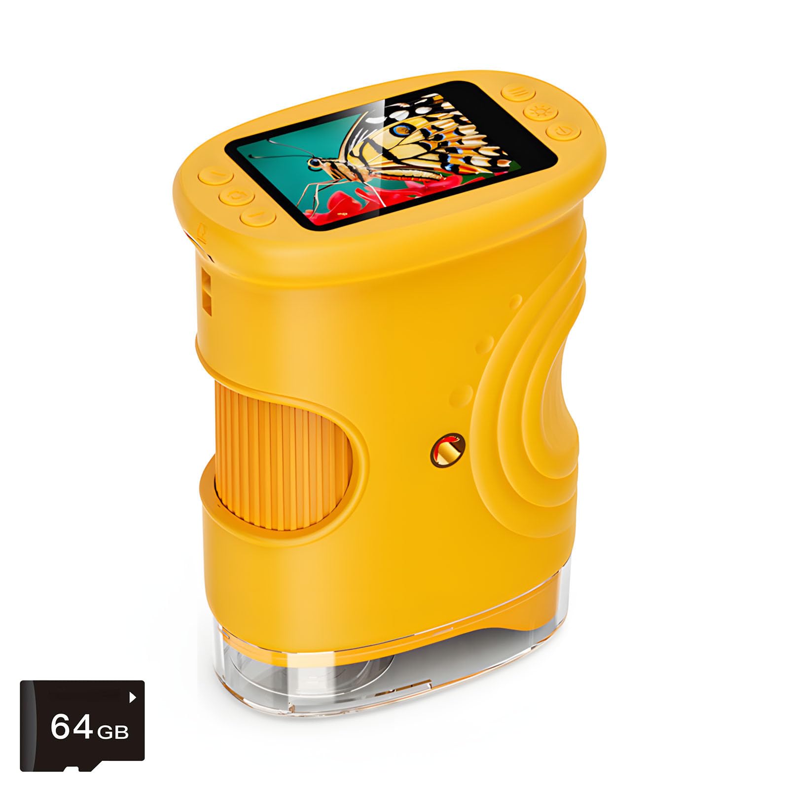 Jiingekk Boys Yellow Child Friendly Digital Microscope 2Inch Display Camera Handheld Magnifier With Builtin Led Light Handheld Digital Magnifier For Kids