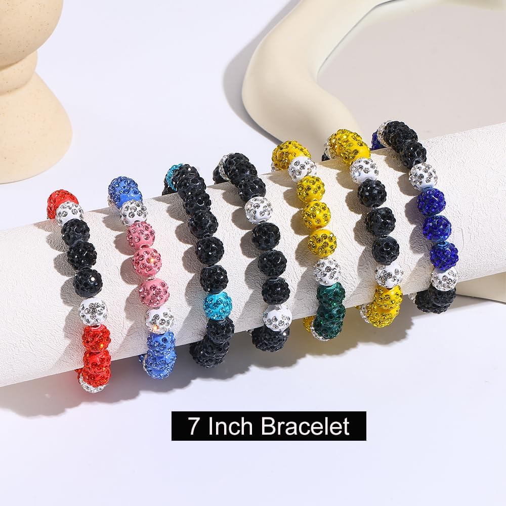 Beaded Baseball Necklace 18in Baseball Chain and Bracelet Set for Men Women Bling Rhinestone Dirp Accessories Necklace Gifts for Baseballer Team - Image 3