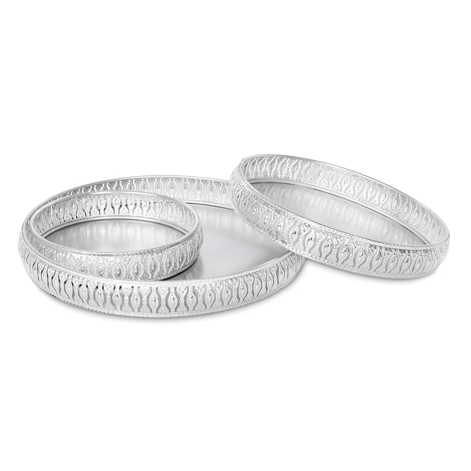 Combo – Round German Plated Decorative Trays (6”, 8”, 10”) | Elegant Serving & Décor Plates | Ideal for Diwali, Anniversary, Housewarming, Birthday & Wedding Return Gifts (Silver)-image-27