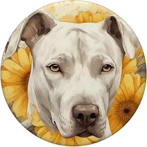 Miniatura 3 de Dogo Argentino Dog Watercolor Sunflower PopSockets Standard PopGrip