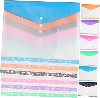 VILLFUL 12Pçs Pastas De Arquivo Clipes De Fichário Saco De Botão De Pressão Bolso De Plástico Bolsos Organizadores Sacos De Documentos Bolsas De Folhas Soltas Inserções De Pasta De