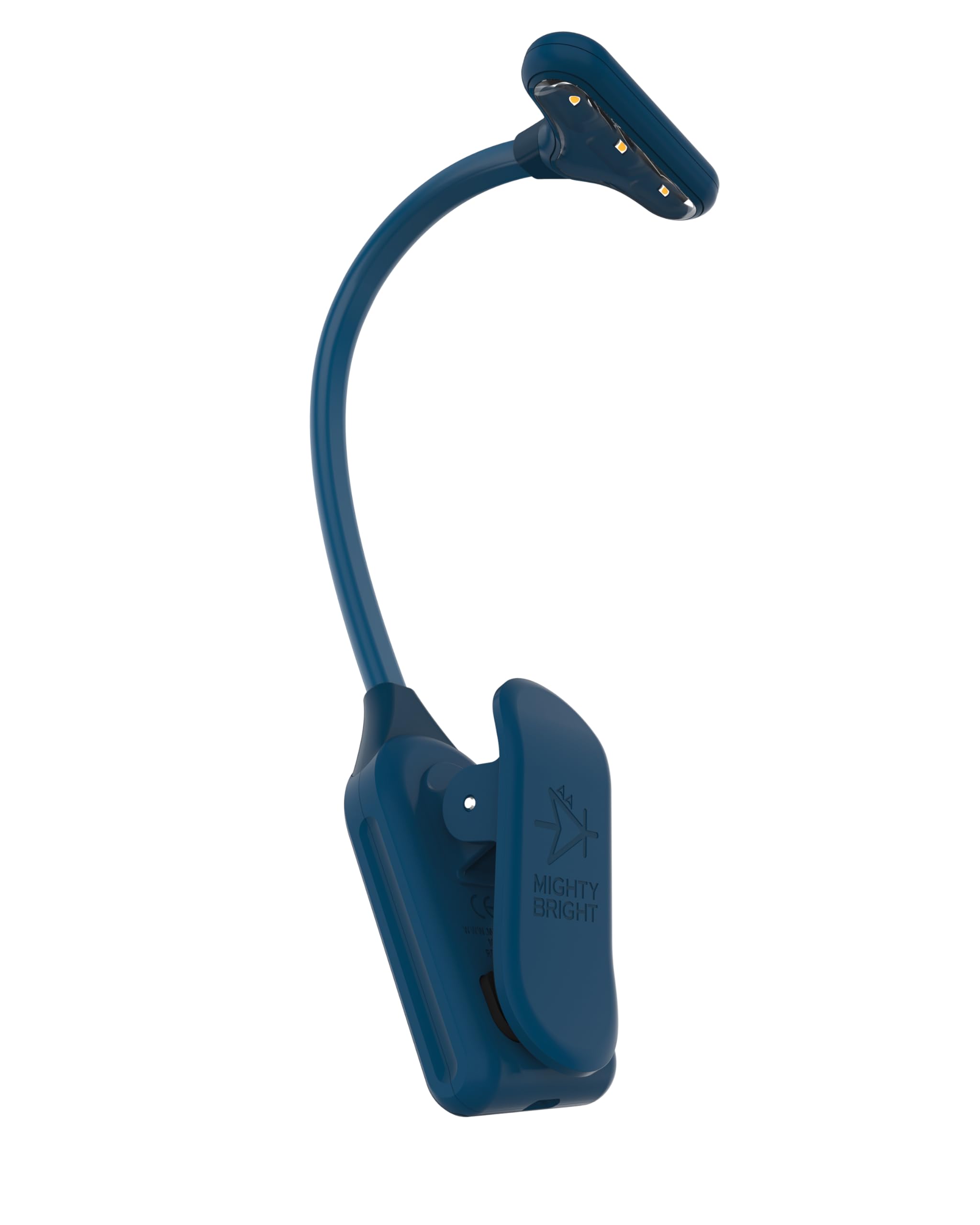 Mighty Bright The Original NuFlex Book Light, Battery-Powered, Warm Eye Care LEDs, Flexible, Durable, Dimmable, Clip-On Reading Light, Read in Bed, Use Batteries or Micro USB (Midnight Blue)