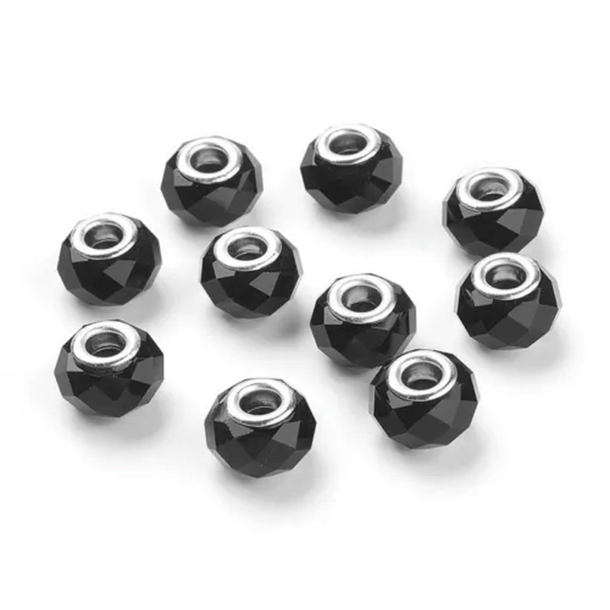 Koraliki z dużym otworem, Opakowanie 100 mosiężnych koralików z otworem 14x8 mm, wielokolorowe(Black)