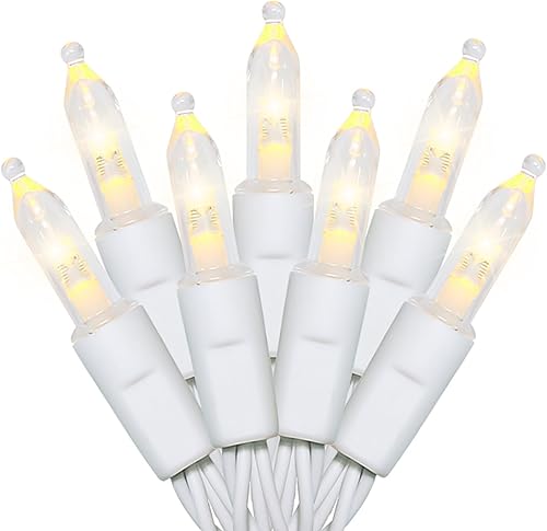 Miniatura 7 de MULTI-SPARKING Luces de Navidad que funcionan con pilas, paquete de 2 mini tiras de 50 luces LED de color blanco cálido para árbol pequeño, corona,