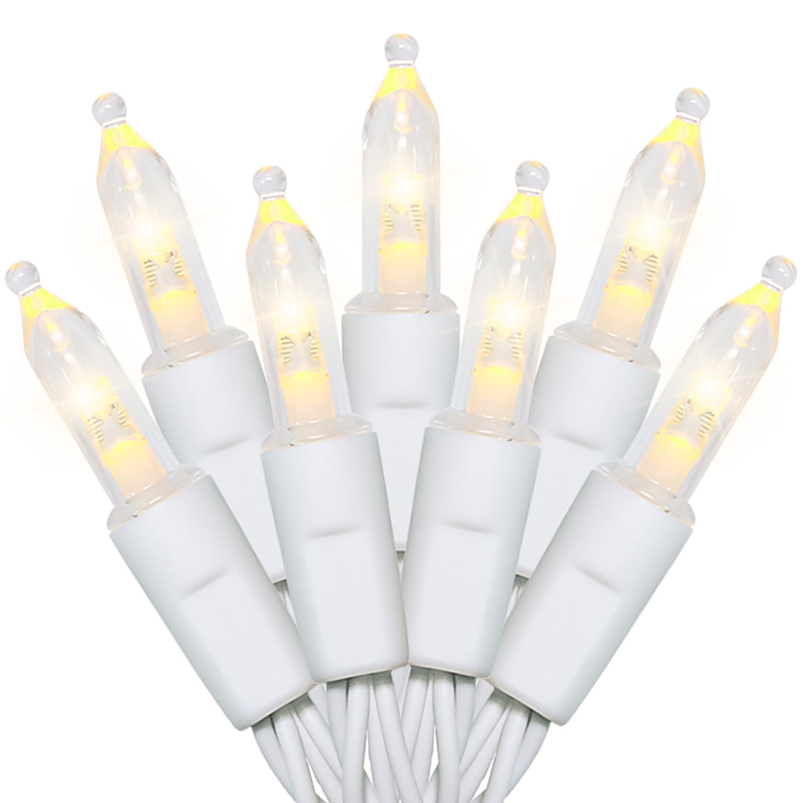 MULTI-SPARKING Lot de 2 guirlandes lumineuses de Noël à piles avec 50 LED blanc chaud pour petit arbre, couronne, artisanat, décoration d'intérieur/extérieur, 8 modes et fonction mémoire, fil blanc 5