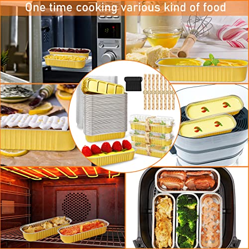 Mini Cake Pans With Lids,6.8 Oz Mini Loaf Pans With Lids Aluminum Foil Mini Loaf Baking Pans 50Pcs Disposable Bread Pan Aluminum Foil Long Baking Cupcake Liners For Cake Bakery Wedding Birthday Party #TOP1