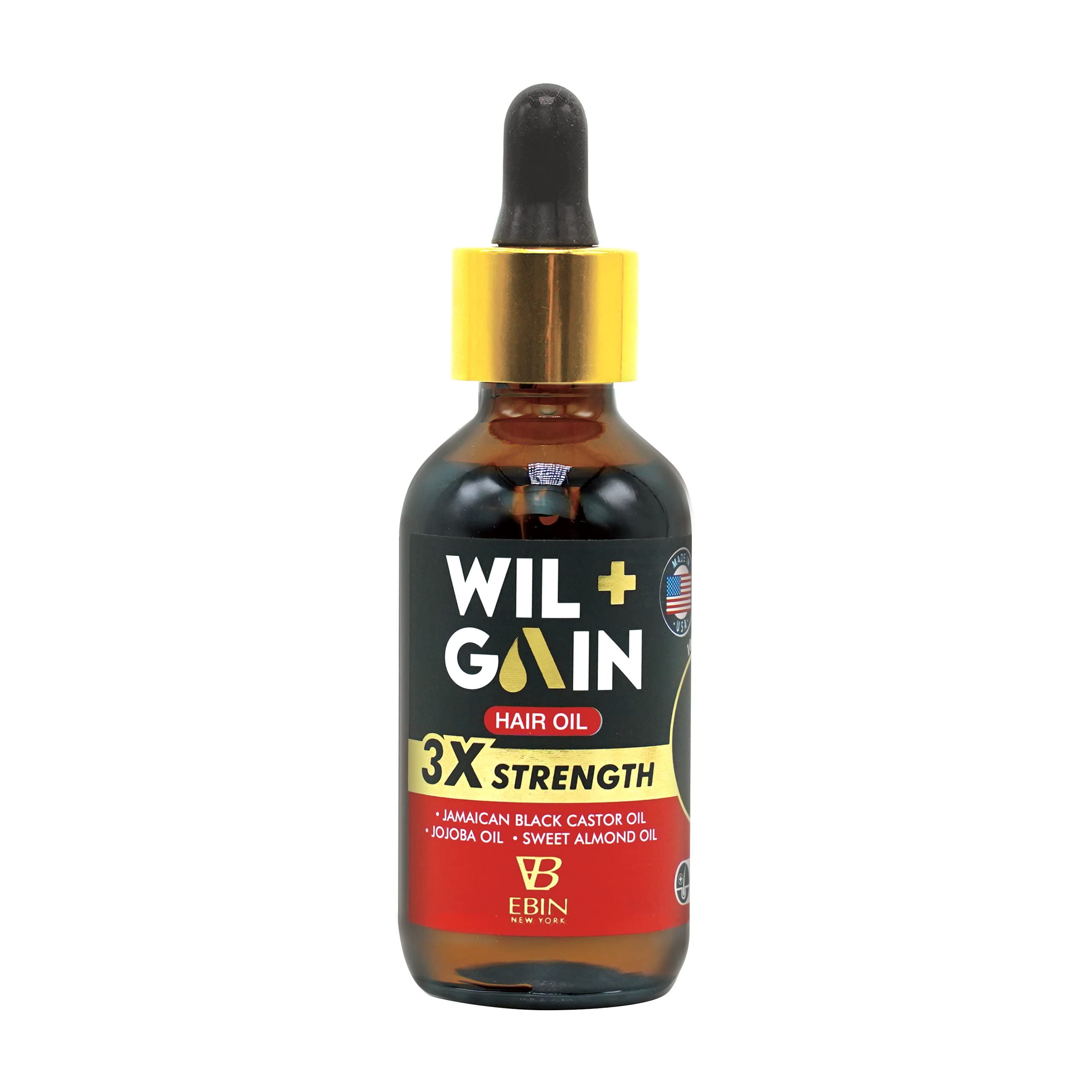 Mega Gro Hair Oil | Jamaican Black Castor Oil+Jojoba Oil+Sweet Almond Oil | Triple the Strength, Triple the Benefit | 100% Natural Oil Wil+Gain Mega Gro Hair Oil 2oz/ 60ml (Nourishing/Anti-Breakage)