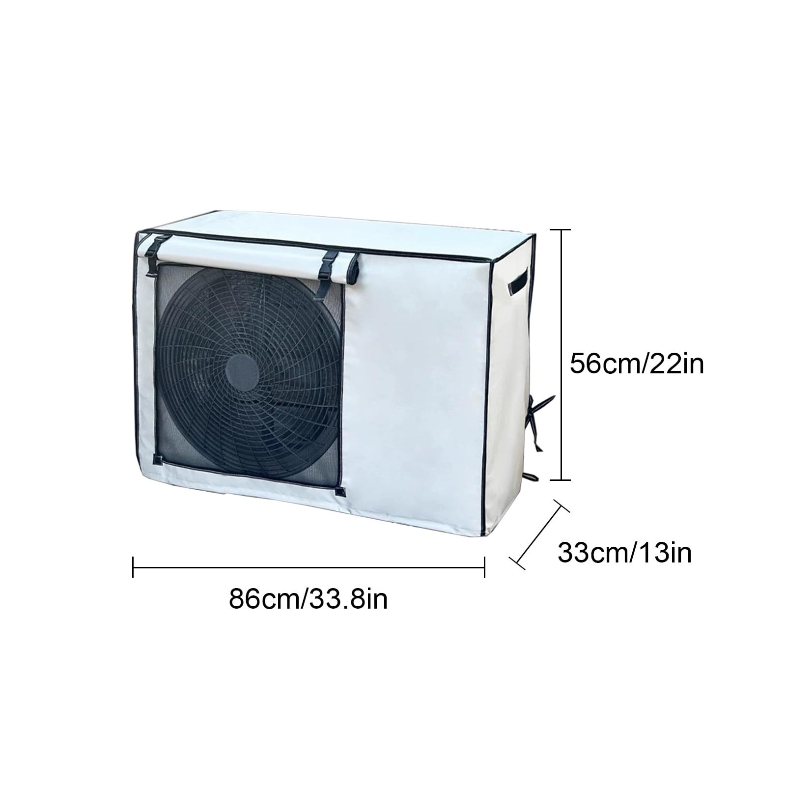 Protege Moteur Clim, Housse Pompe A Chaleur, avec Boucle Fixe, Tissu Oxford, Protection Solaire, Imperméable et Résistante à la Neige(86x33x56cm/33.8x13x22in)