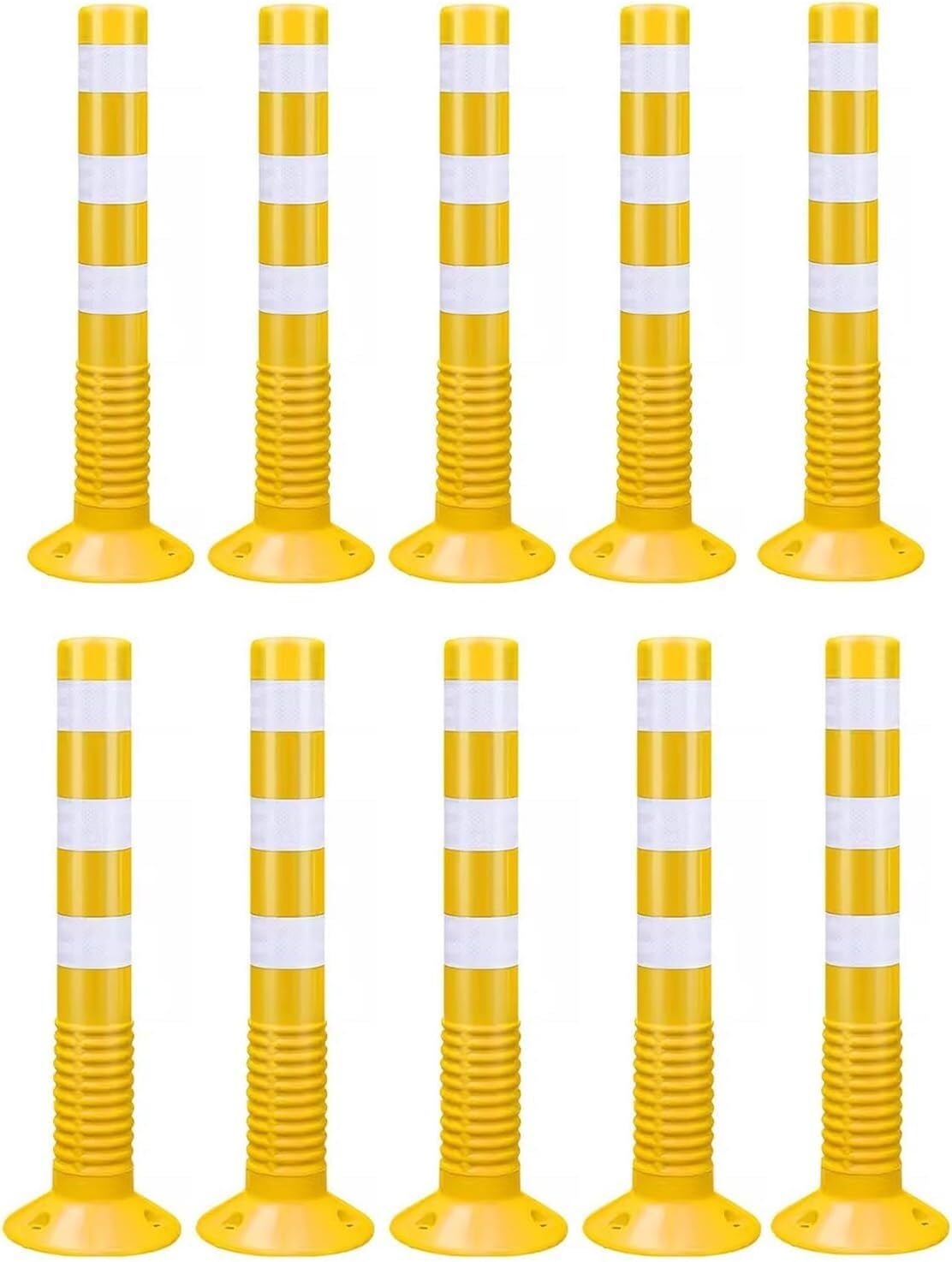 GHHVFEC Soft Rubber Traffic Ber Reflective Safety Cone Yellow Parking Bollard Fixed Roadblock Post Ideal for Traffic Control & Parking Management