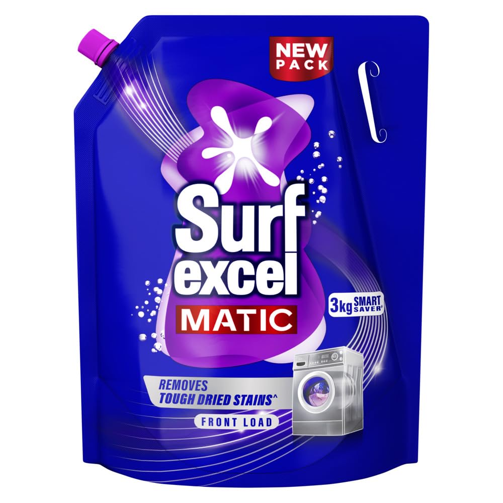 Surf Excel Matic Front Load Liquid Detergent 3.2 L Refill, Designed for Tough Stain Removal on Laundry in Washing Machines - Mega Pack