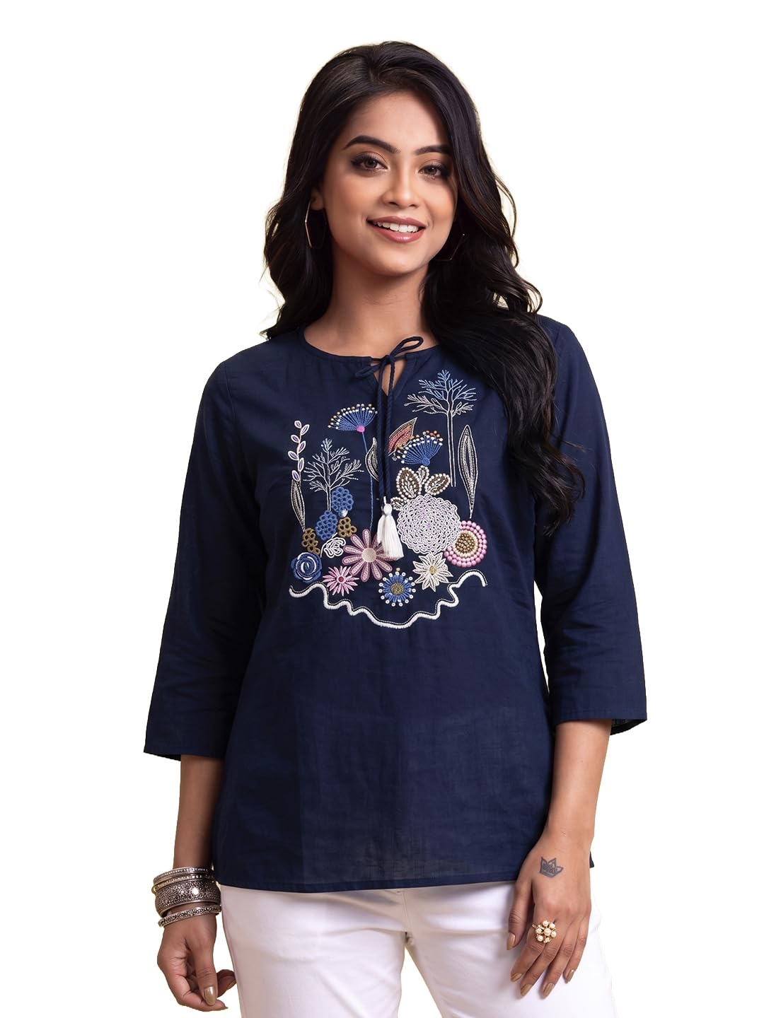 lyra Women’s Rayon Long Tunic Top with Side Slit-picture-45
